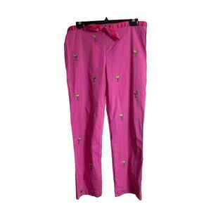 Lilypod Pink Ankle Pants 10 Cotton Blend Embroidered Cocktails Summer Festive